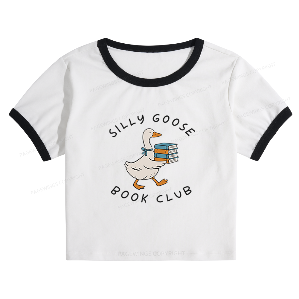Pagewings Silly Goose Book Club Baby Tee Cropped Ringer T-Shirt 