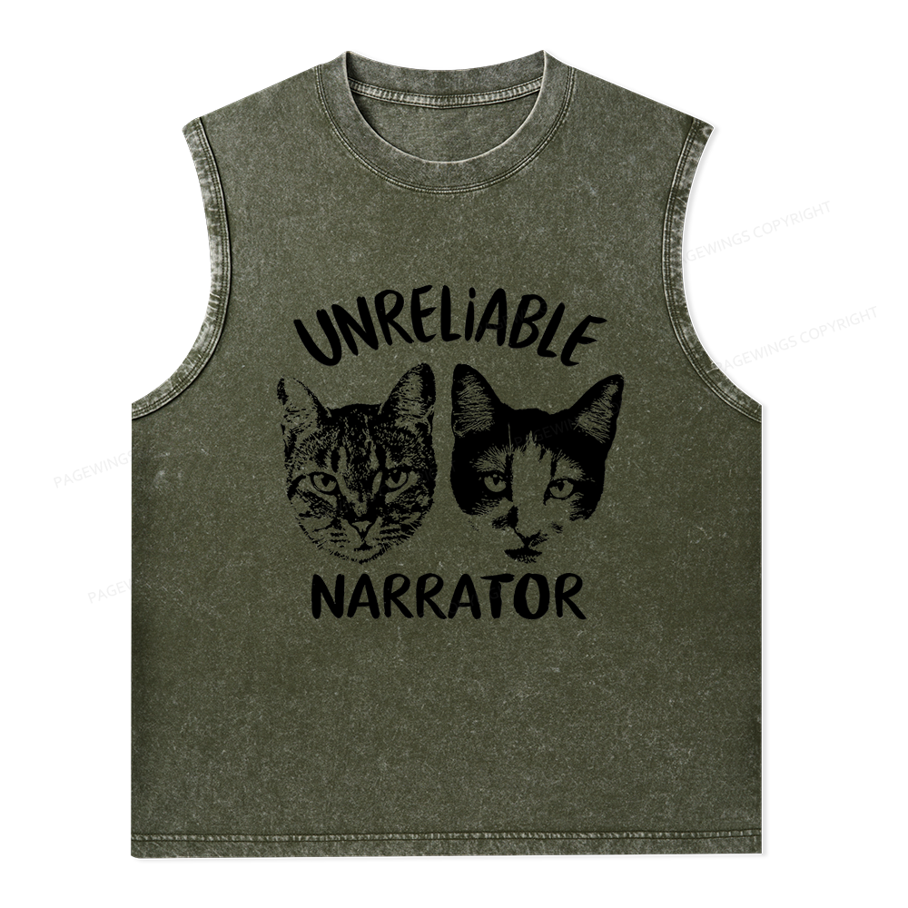 Pagewings Unreliable Narrator Unisex Washed Tank Top