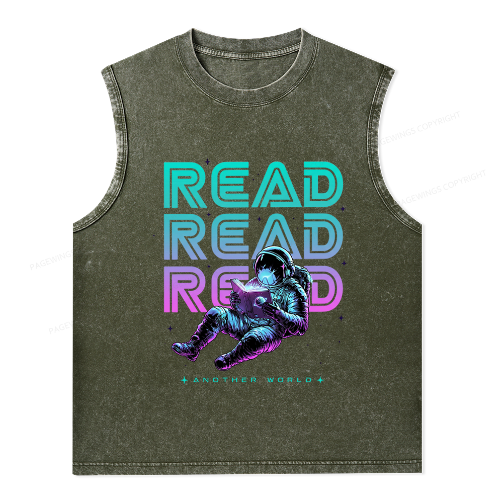 Pagewings Read Another World Unisex Washed Tank Top