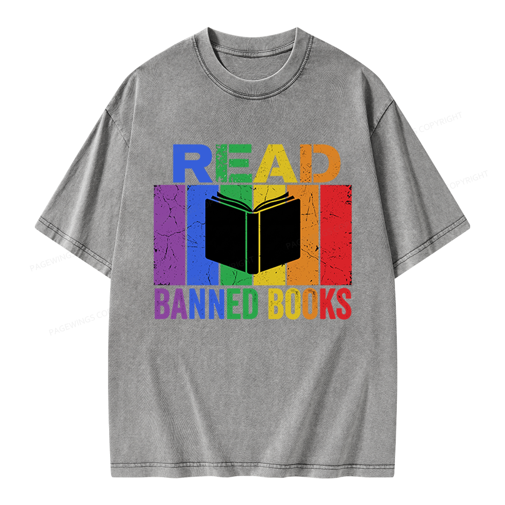 Pagewings Read Banned Books Unisex Washed T-shirt