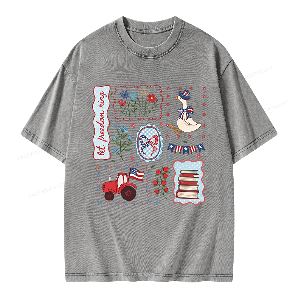Pagewings Independence Day Unisex Washed T-shirt