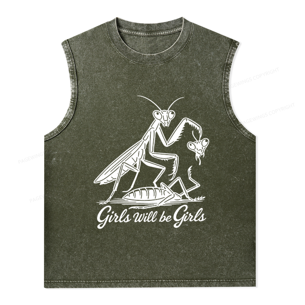 Pagewings Girls Will Be Girls Unisex Washed Tank Top