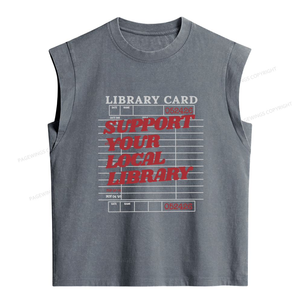Pagewings Support your Local Library Women's Washed Tank Top