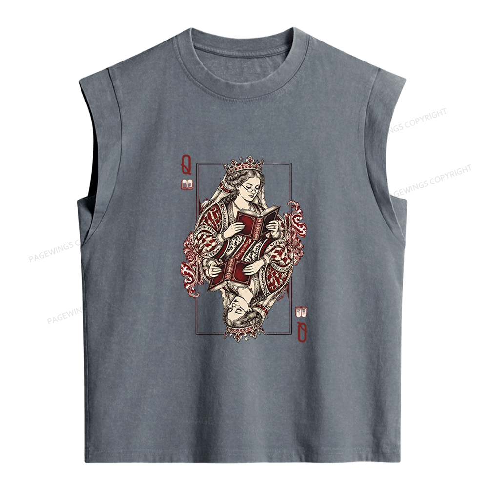 Pagewings Queen of Books Women's Washed Tank Top