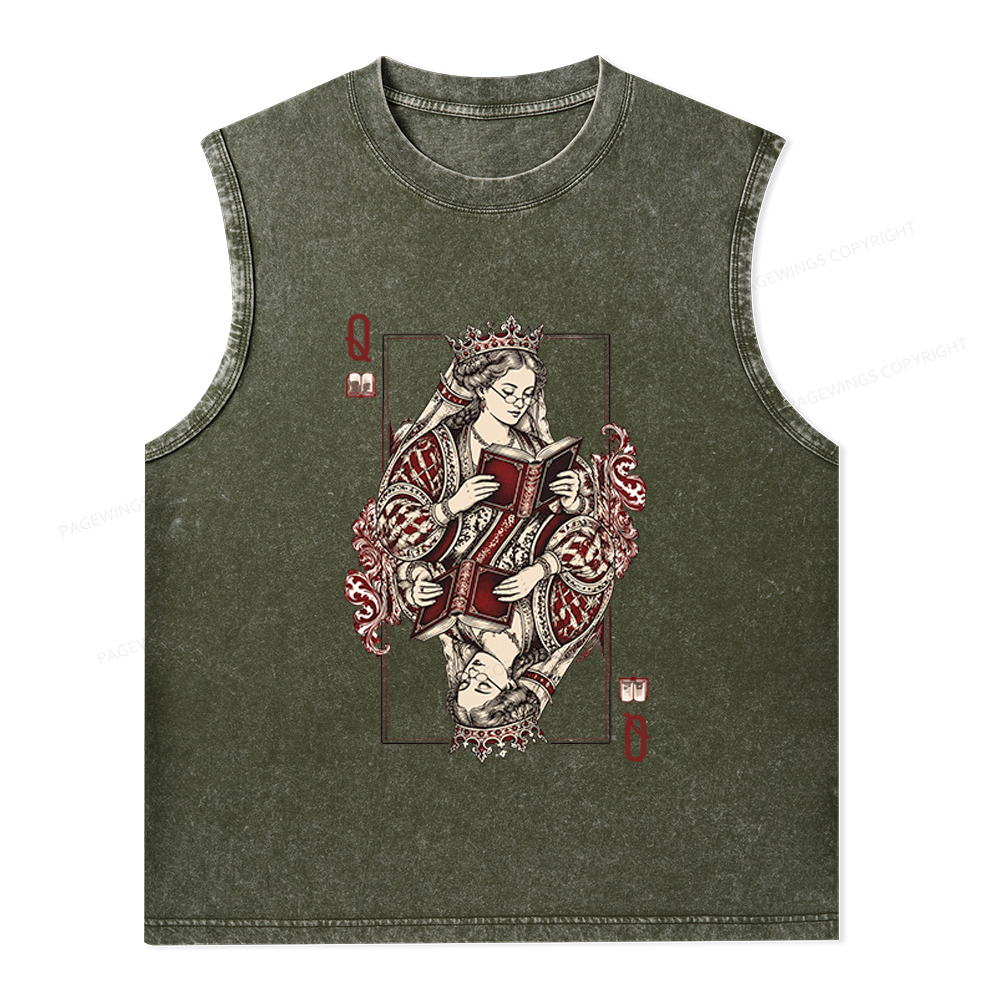 Pagewings Queen of Books Unisex Washed Tank Top