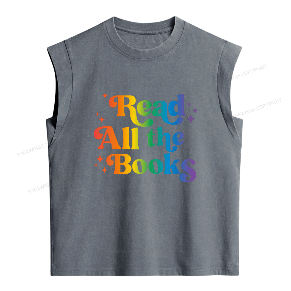Pagewings Read All the Books Women's Washed Tank Top