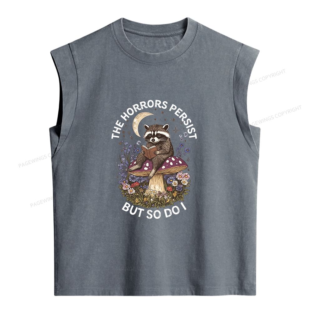 Pagewings The Horrors Persist But So Do I Women's Washed Tank Top