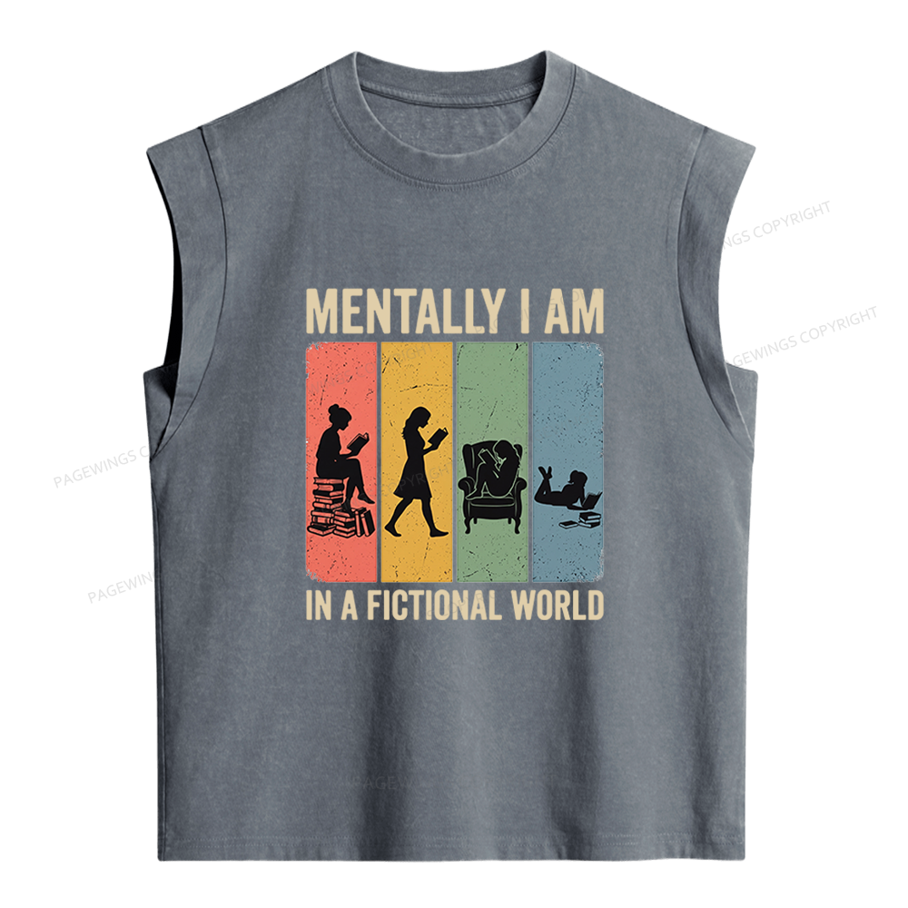 Pagewings Reading In A Fictional World Women's Washed Tank Top