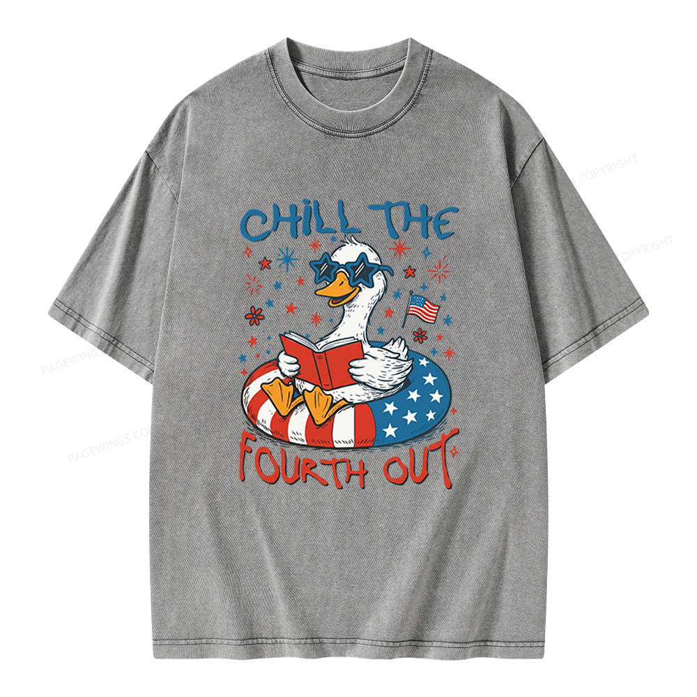 Pagewings Funny Patriotic Goose Unisex Washed T-shirt