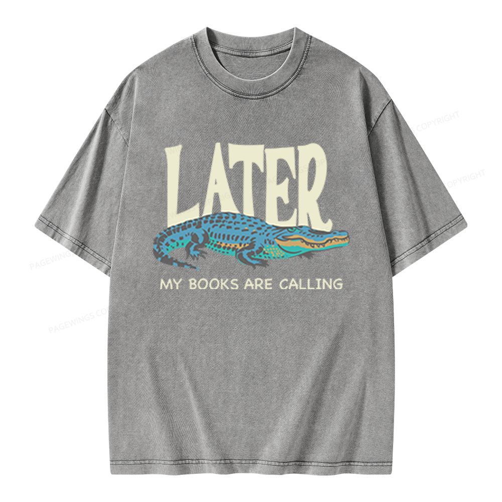 Pagewings My Books Are Calling Unisex Washed T-shirt