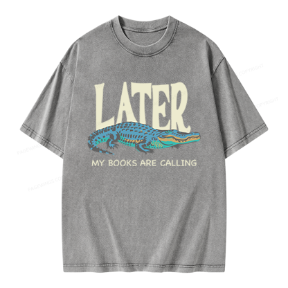 Pagewings My Books Are Calling Unisex Washed T-shirt