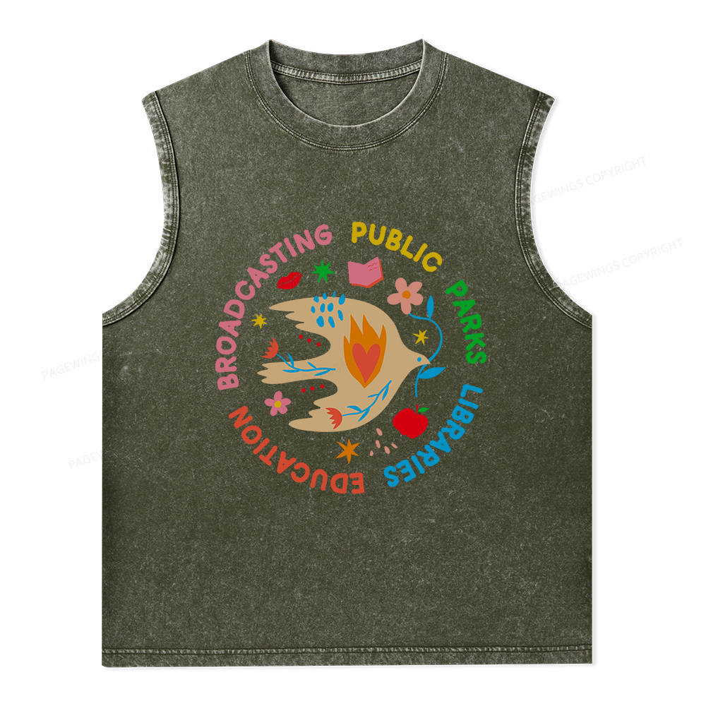 Pagewings Public Parks Libraries Unisex Washed Tank Top