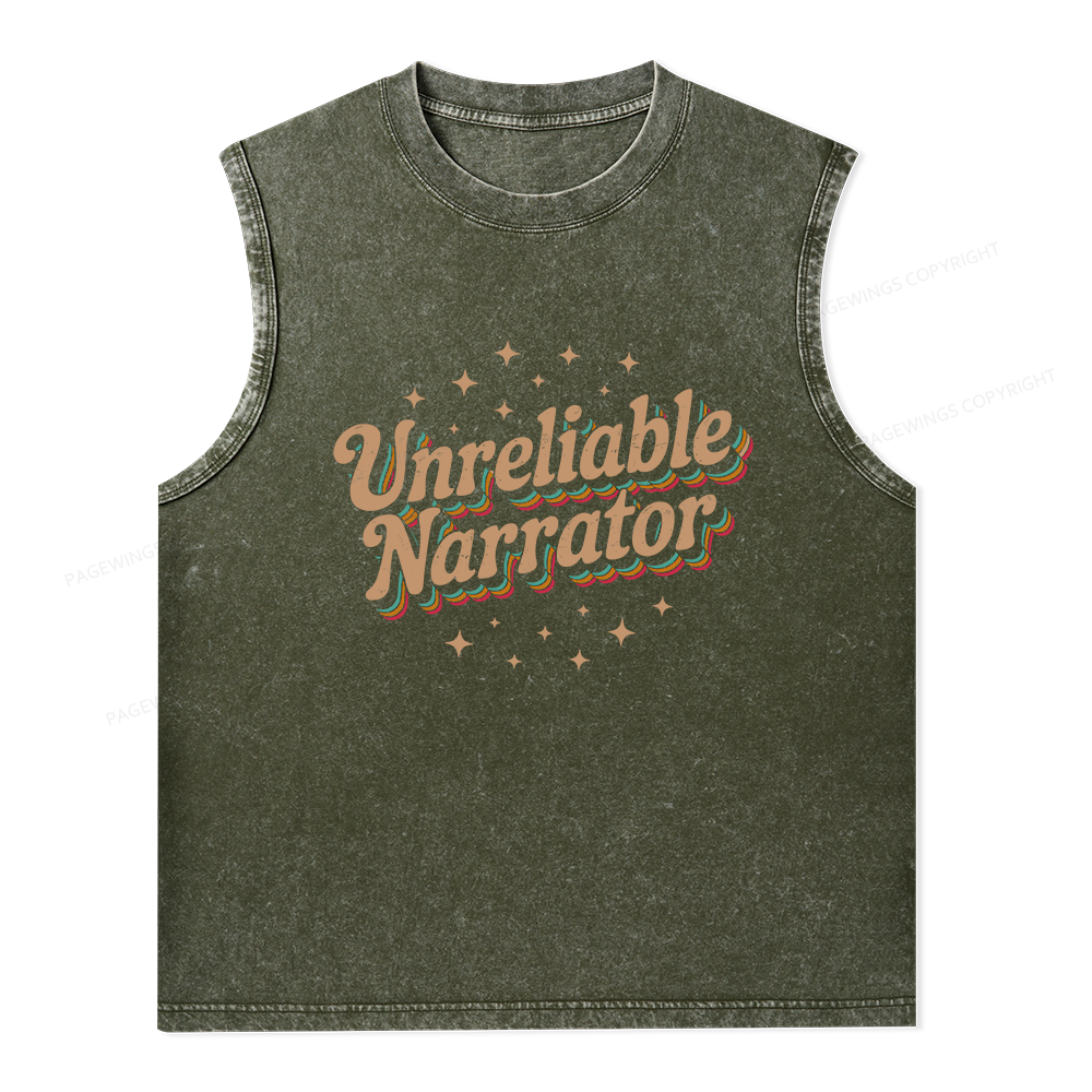 Pagewings Unreliable Narrator Unisex Washed Tank Top
