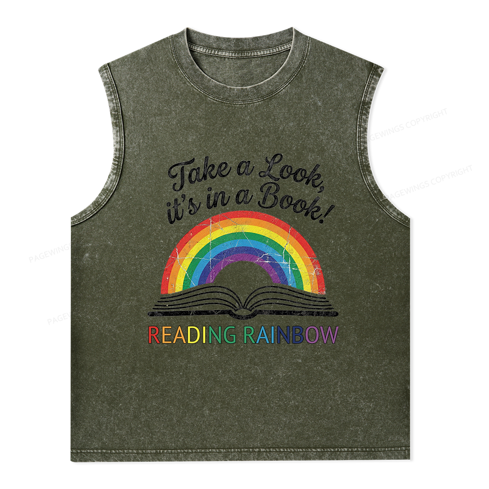 Pagewings Take A Look It's In A Book Unisex Washed Tank Top