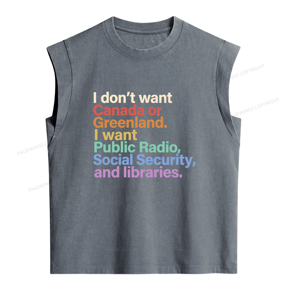 Pagewings I Want Public Libraries Women's Washed Tank Top