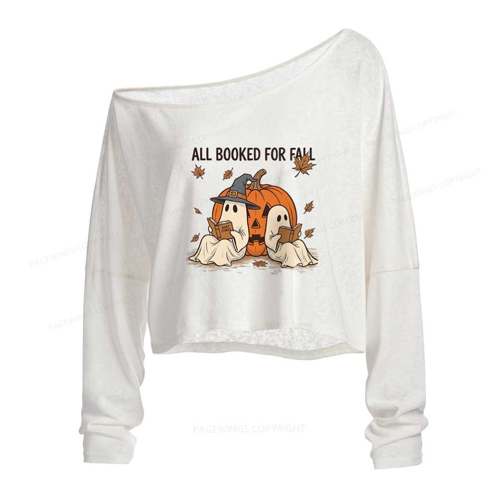 Pagewings All Booked For Fall Slouchy Long Sleeve Off Shoulder T-shirt