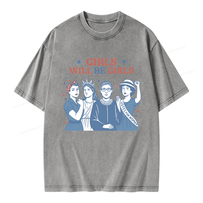 Pagewings Girls Will be Girls Unisex Washed T-shirt