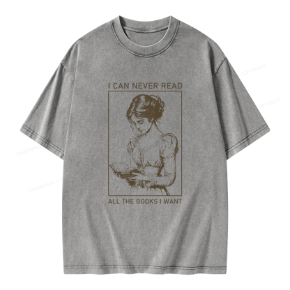 Pagewings I Can Never Read All The Books I Want Unisex Washed T-shirt