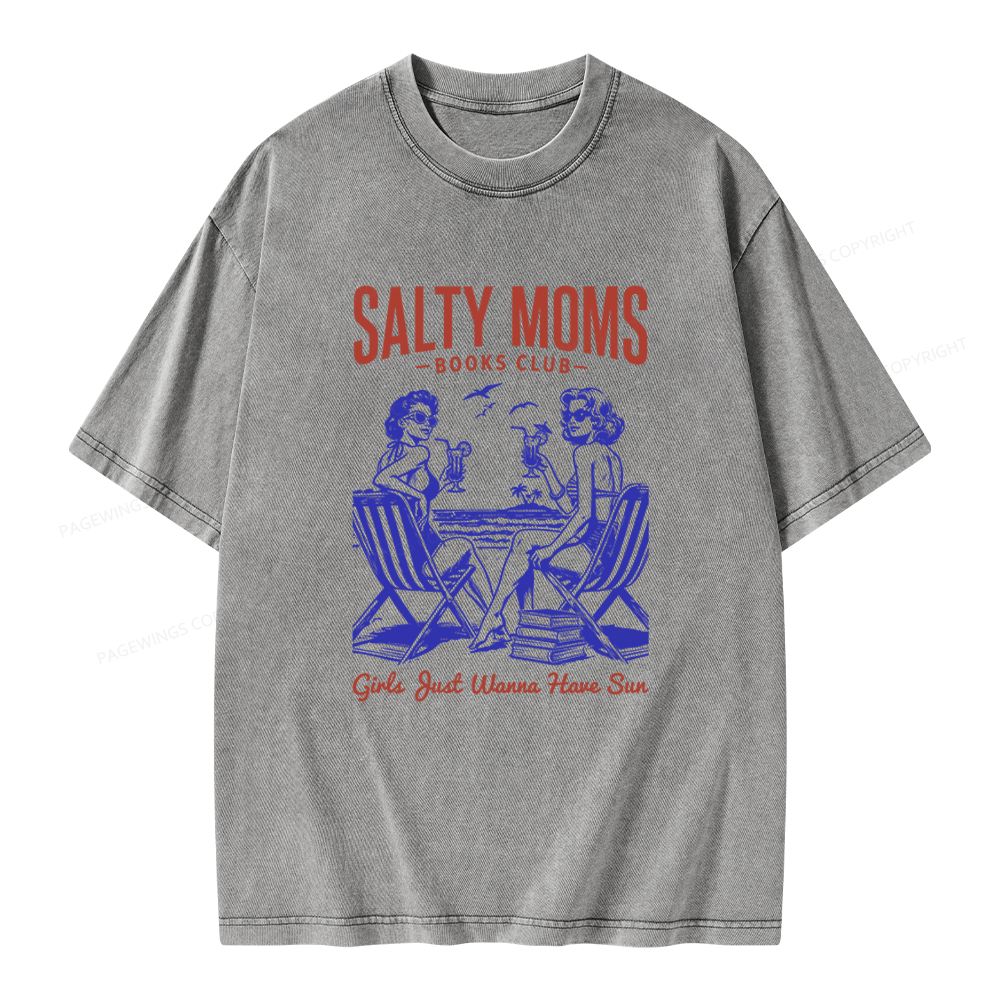 Pagewings Salty Moms Books Club Unisex Washed T-shirt