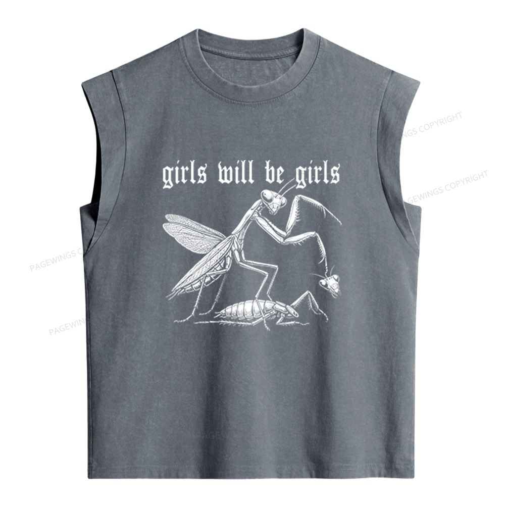 Pagewings Girls Will Be Girls Women's Washed Tank Top