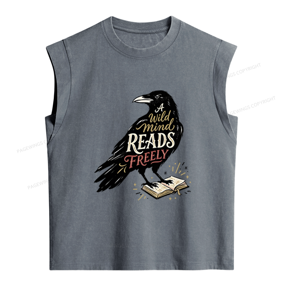 Pagewings A Wild Mind Reads Freely Women's Washed Tank Top