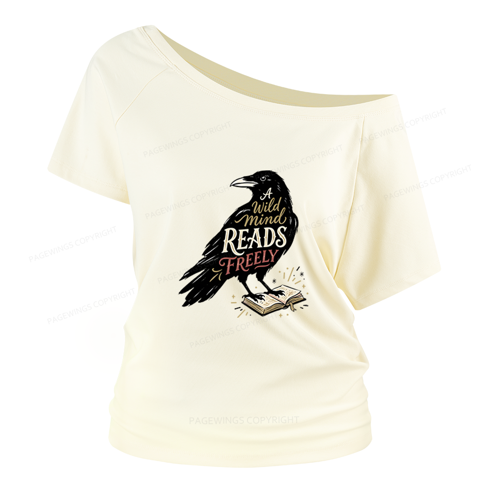 Pagewings A Wild Mind Reads Freely Women Off Shoulder T-shirts
