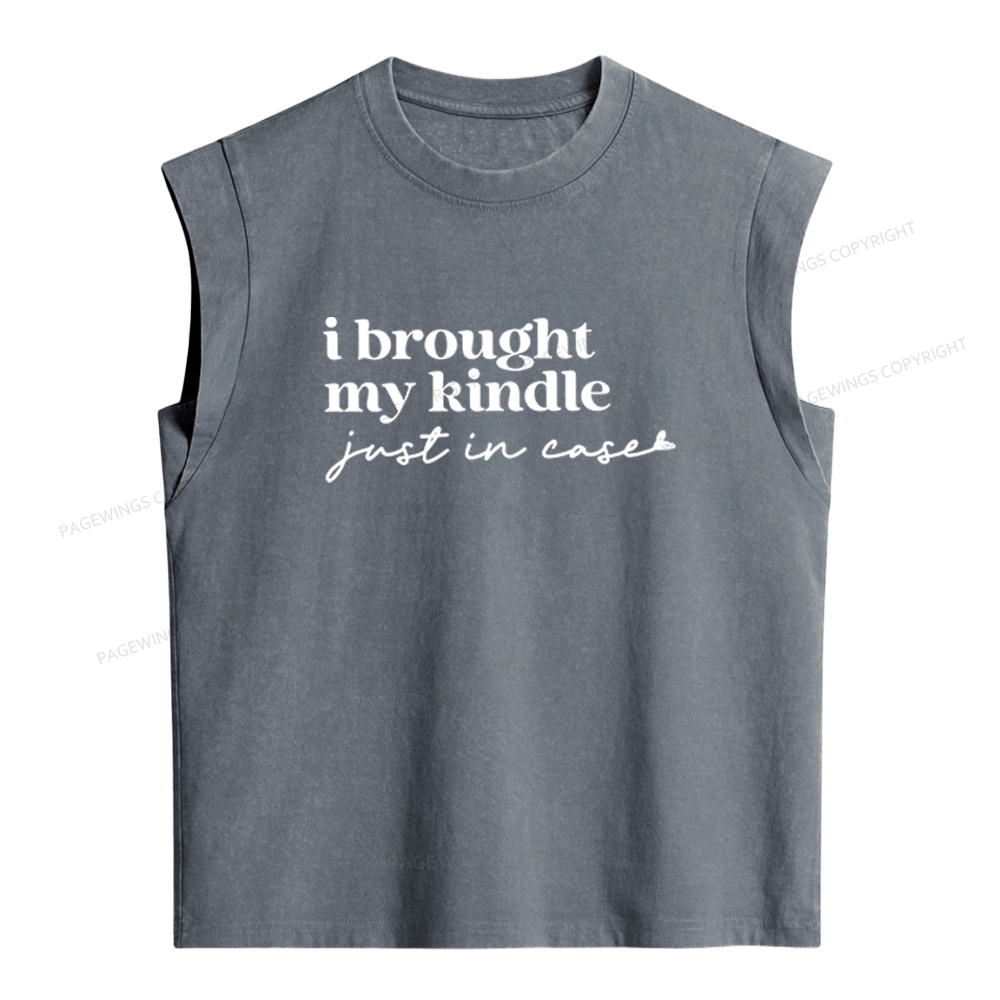 Pagewings I Brought My Kindle Just In Case Women's Washed Tank Top