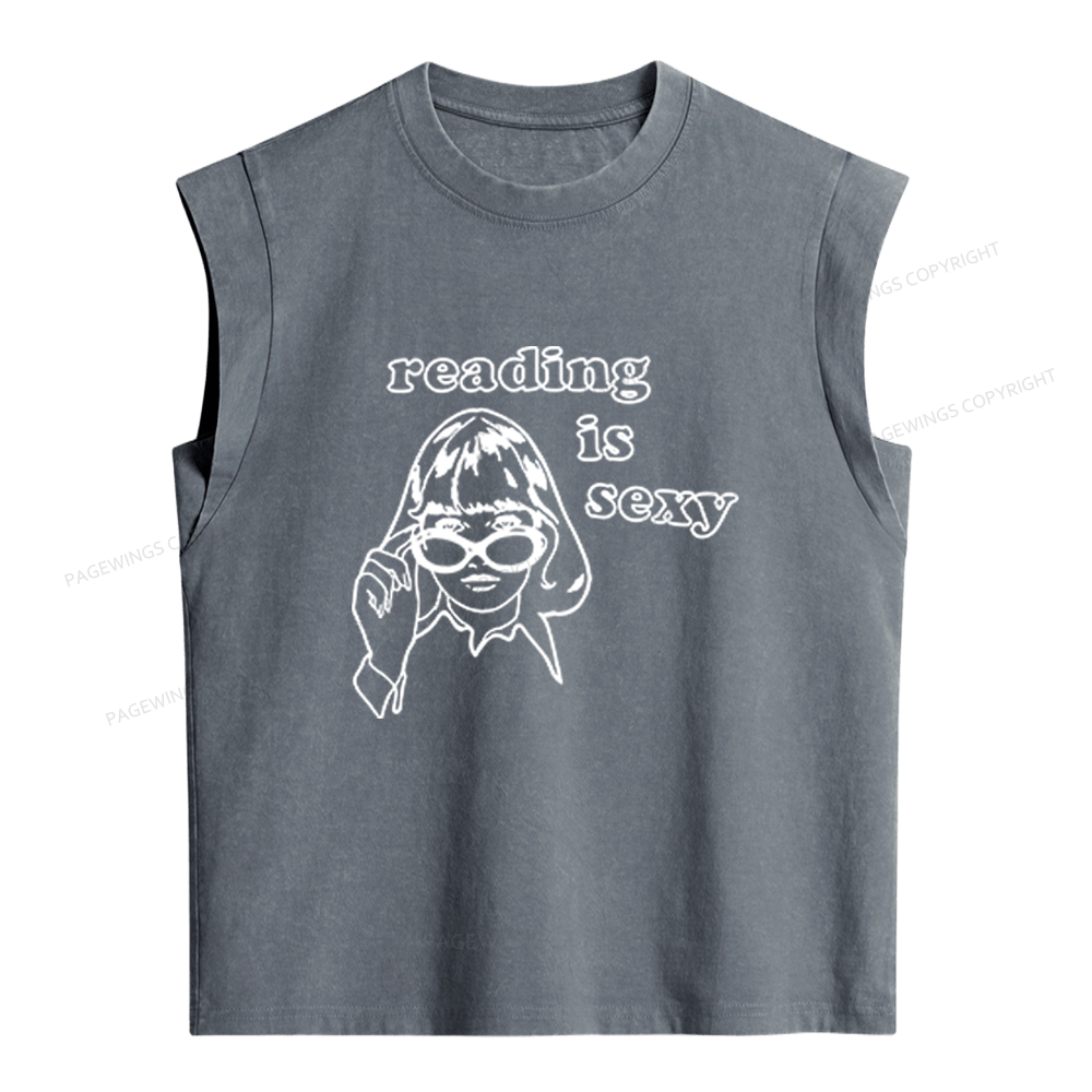 Pagewings Reading Is Sexy Women's Washed Tank Top