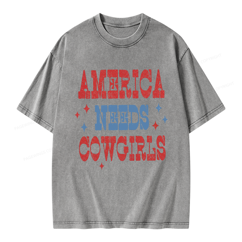 Pagewings America Needs Reading Unisex Washed T-shirt