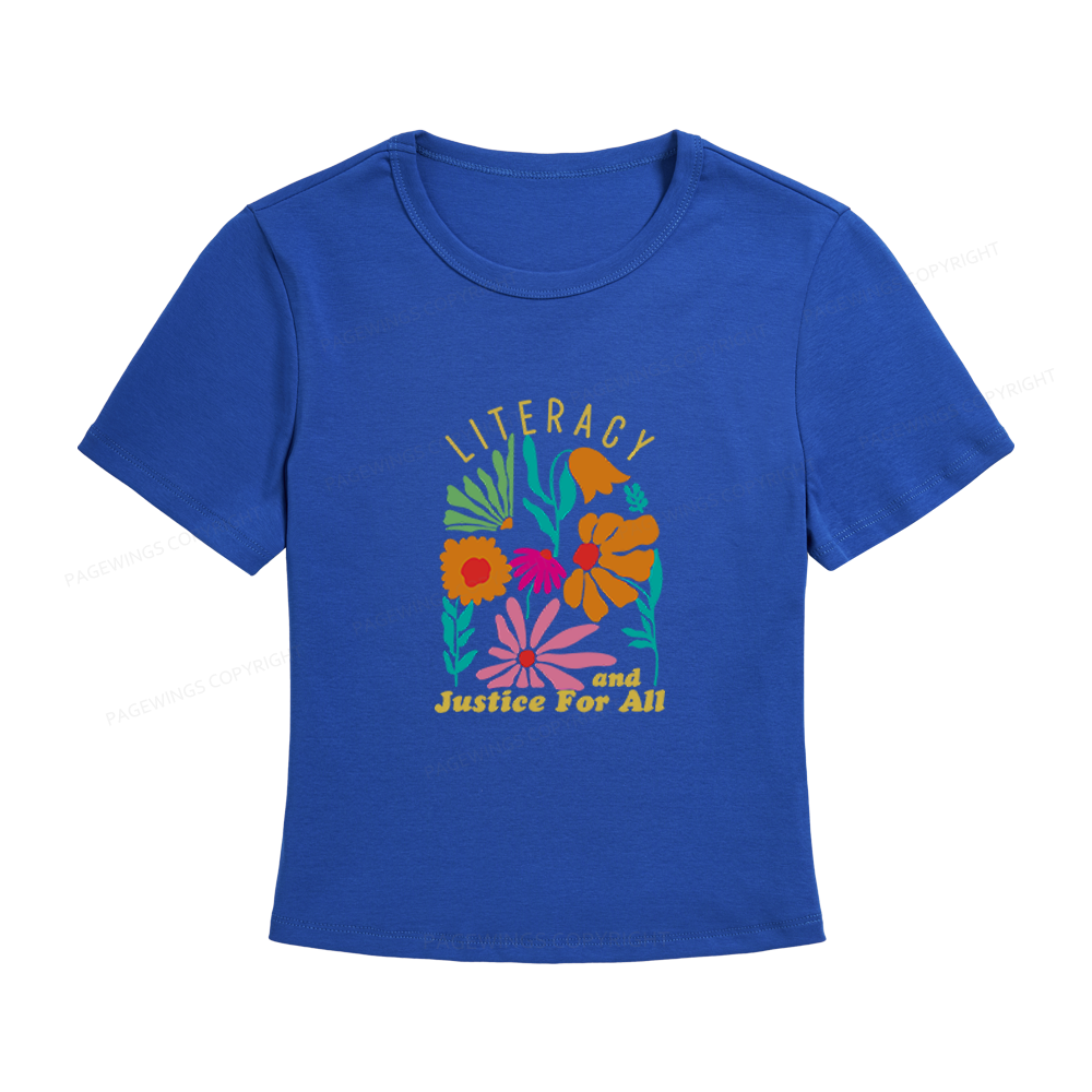 Pagewings Literacy and Justice for All Women's Baby Tee