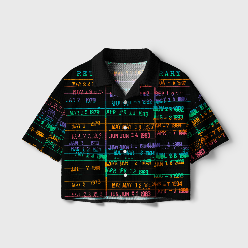 Pagewings The Library Is Open Camp Collar Boxy Fit Unisex Crochet Shirt