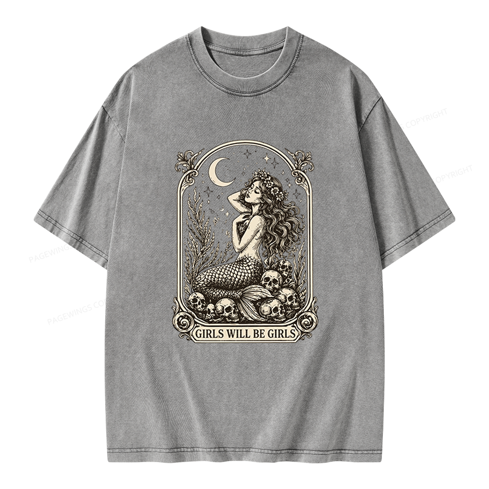 Pagewings Girls Will Be Girls Unisex Washed T-shirt