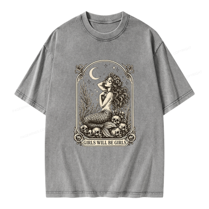 Pagewings Girls Will Be Girls Unisex Washed T-shirt