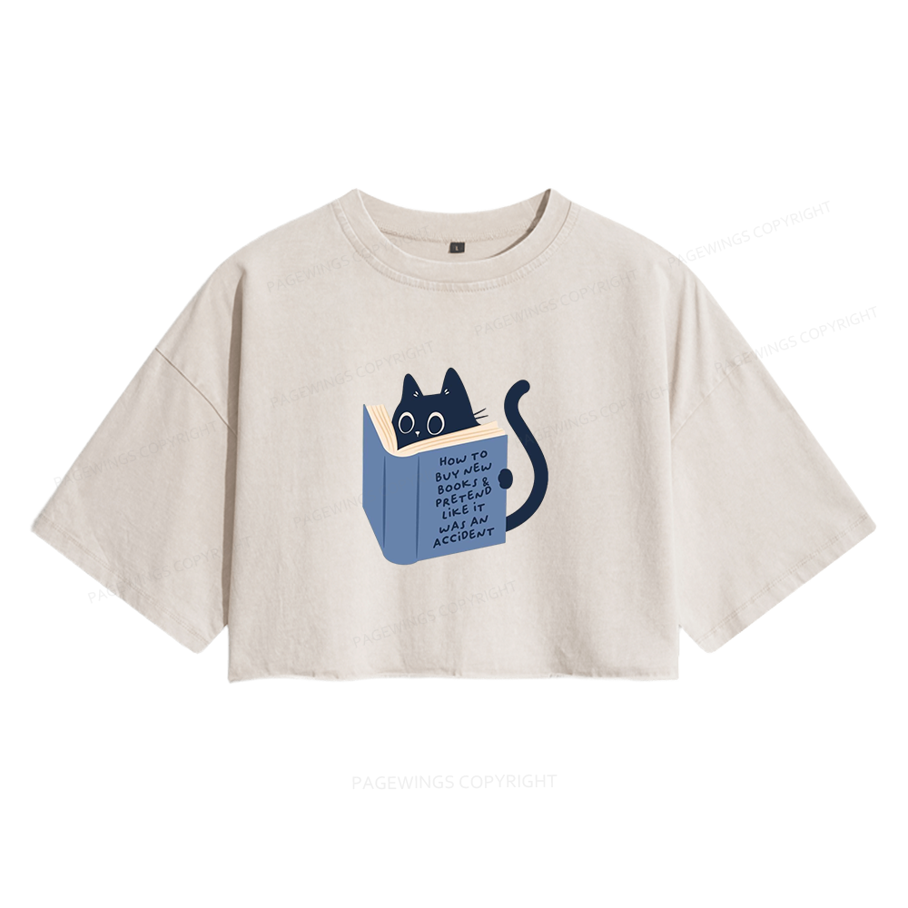 Pagewings How To Buy New Books Women's Washed Cropped T-shirt