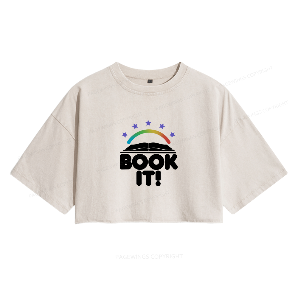 Pagewings Book It Women's Washed Cropped T-shirt