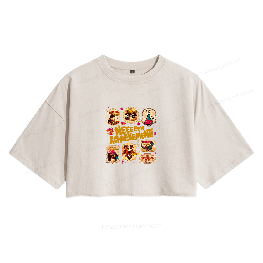 Pagewings New Achievement Women's Washed Cropped T-shirt