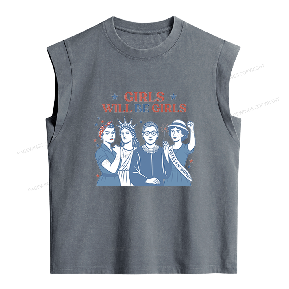 Pagewings Girls Will Be Girls Women's Washed Tank Top