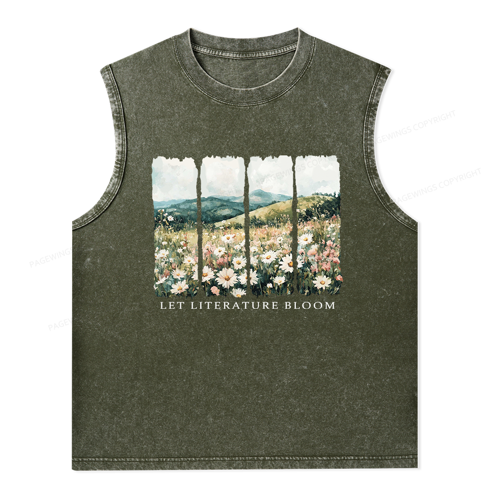 Pagewings Let Literature Bloom Unisex Washed Tank Top