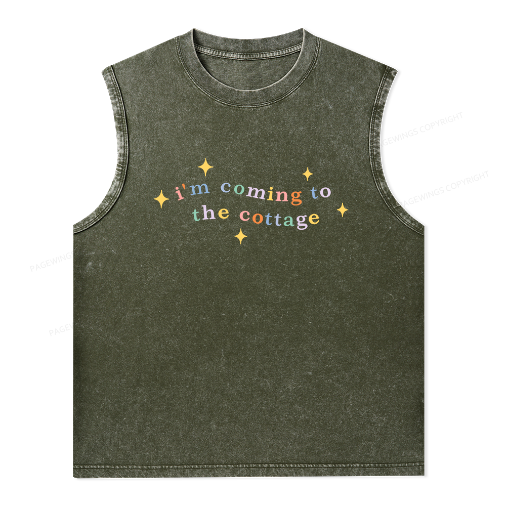 Pagewings I'm Coming To The Cottage Unisex Washed Tank Top