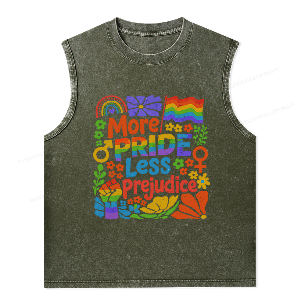 Pagewings More Pride Less Prejudice Unisex Washed Tank Top