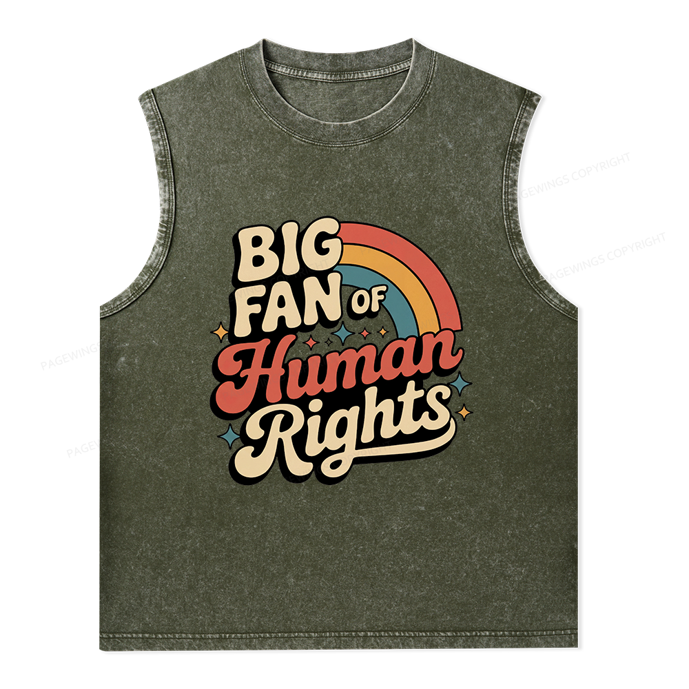 Pagewings Big Fan of Human Rights Unisex Washed Tank Top