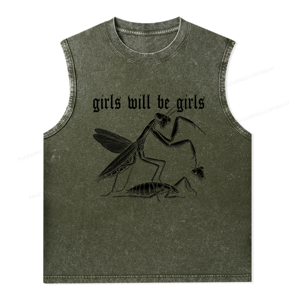 Pagewings Girls Will Be Girls Unisex Washed Tank Top