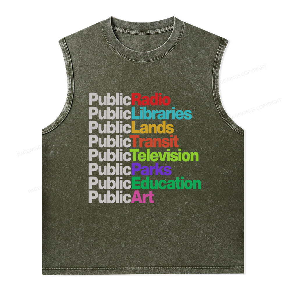 Pagewings Public Libraries Unisex Washed Tank Top