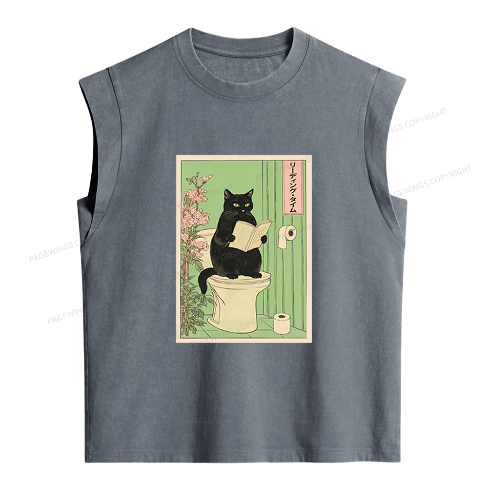 Pagewings Black Cat Women's Washed Tank Top