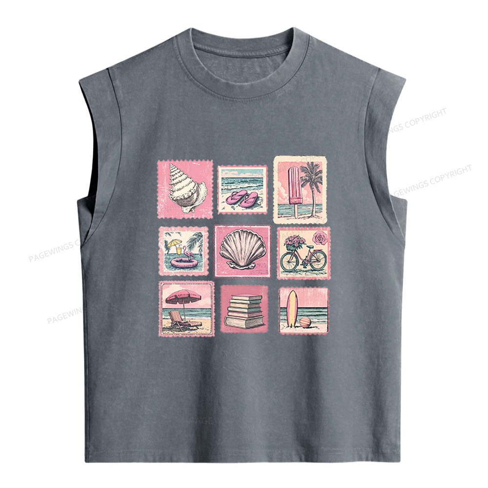 Pagewings Beach Summer Women's Washed Tank Top