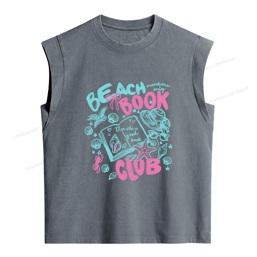 Pagewings Beach Book Club Women's Washed Tank Top