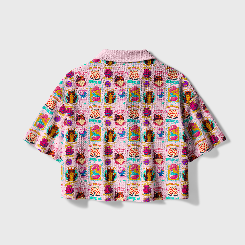 Pagewings Book Nerd Camp Collar Boxy Fit Unisex Crochet Shirt