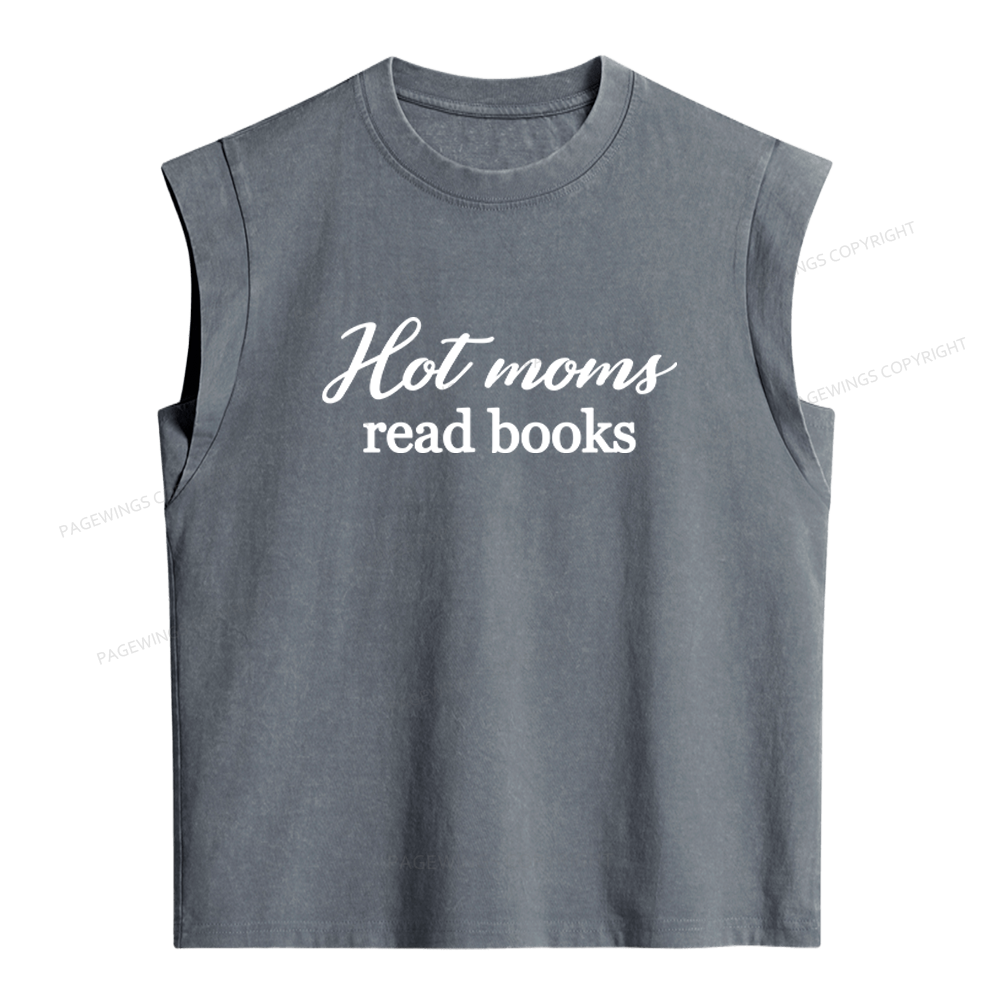 Pagewings Hot Moms Read Books Women's Washed Tank Top