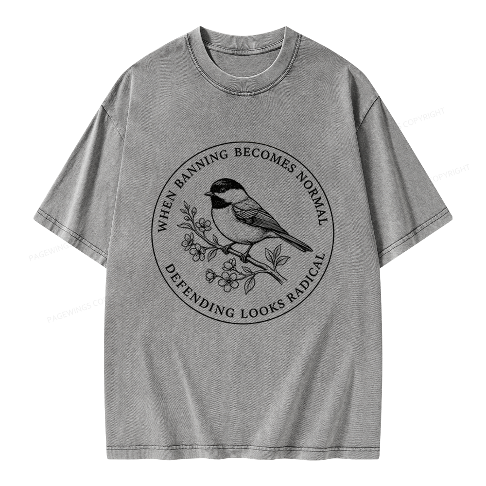 Pagewings Banned Books Unisex Washed T-shirt