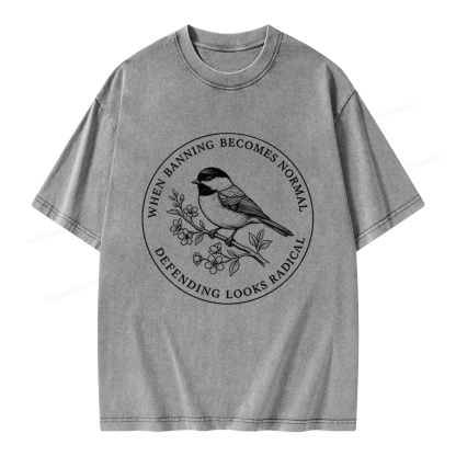 Pagewings Banned Books Unisex Washed T-shirt